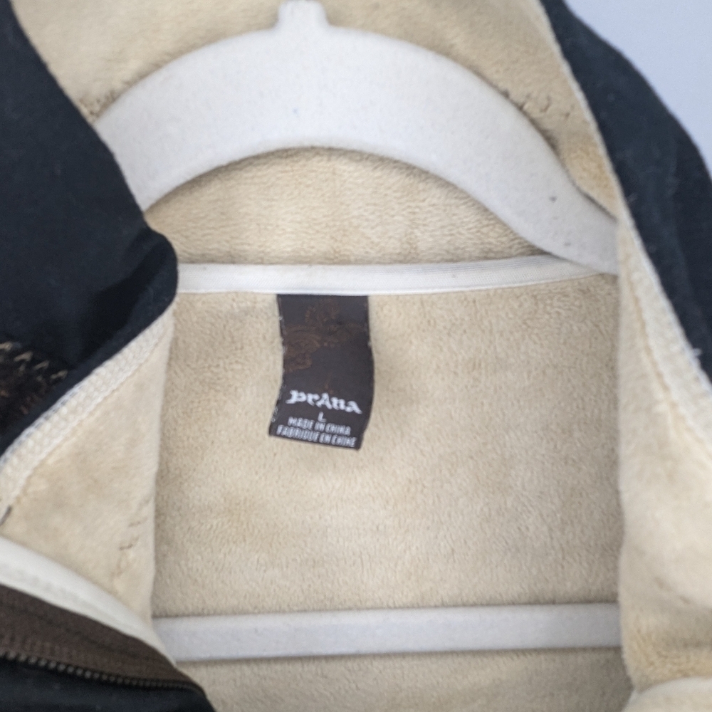 prAna Women's brown Wool Knit Hooded Fitted Zippered Plush-Lined Jacket Large - Picture 7 of 8